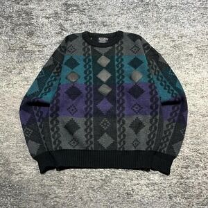 Barnaby Sweater Mens‎ Large Colorful Vintage 90s Geometric Pattern Acrylic